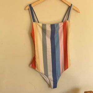 Reformation bathing suit rainbow one piece